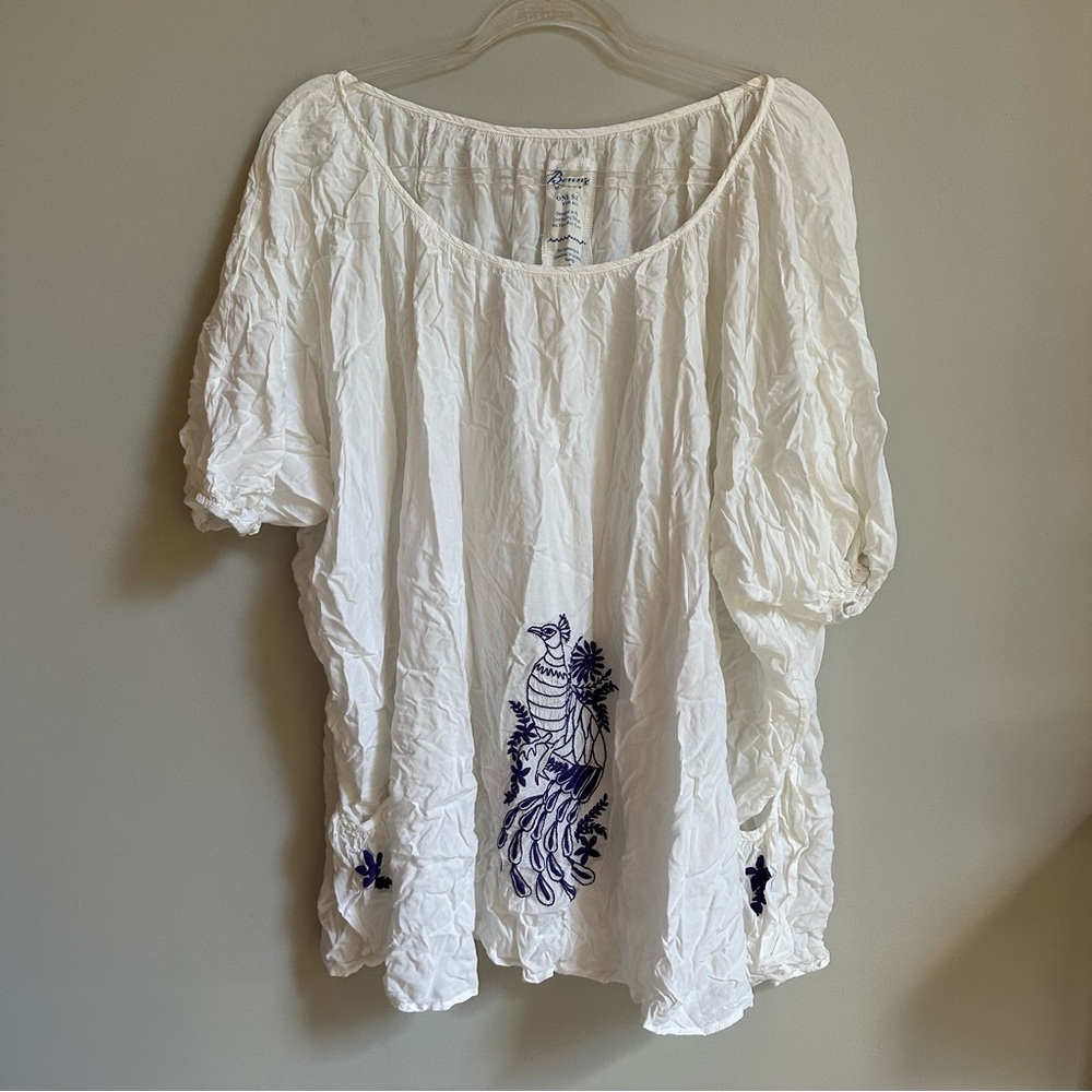 Bennett Malibu Purple Embroidered Boho Peasant Top